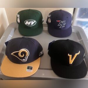 4 vintage reebok fitted hat bundle size 7 patriots rams jets vikings new york